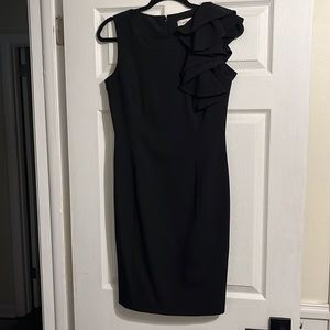 Calvin Klein sz 4 black dress with ruffle sleeve